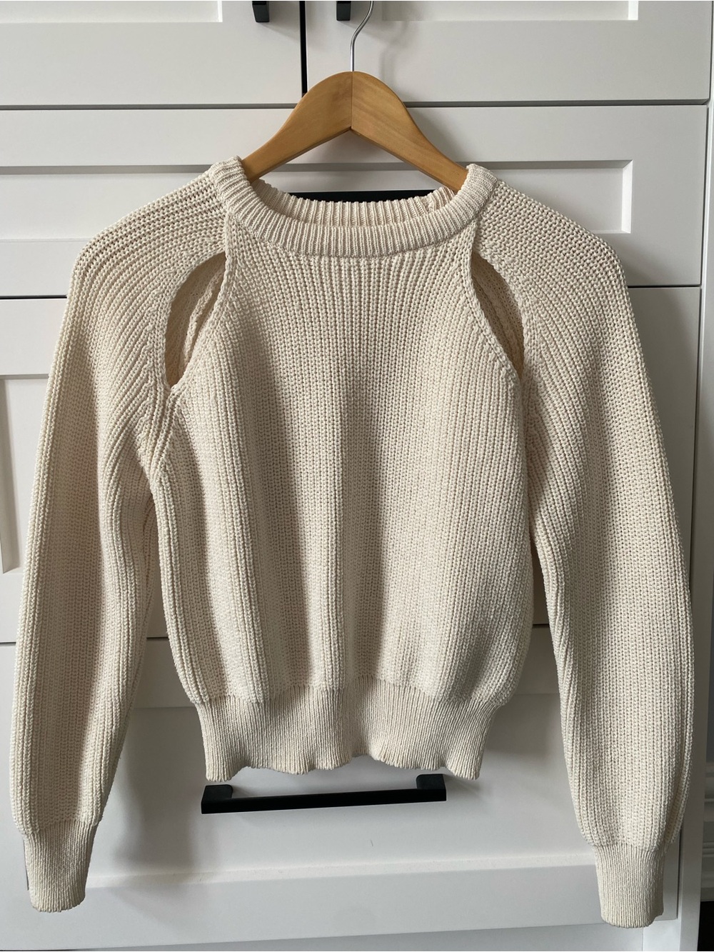 Classic Cream Cutout Shoulder Sweater - Kids Knit Pullover